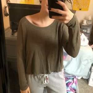 Me to We Flowy Army Green Translucent Top